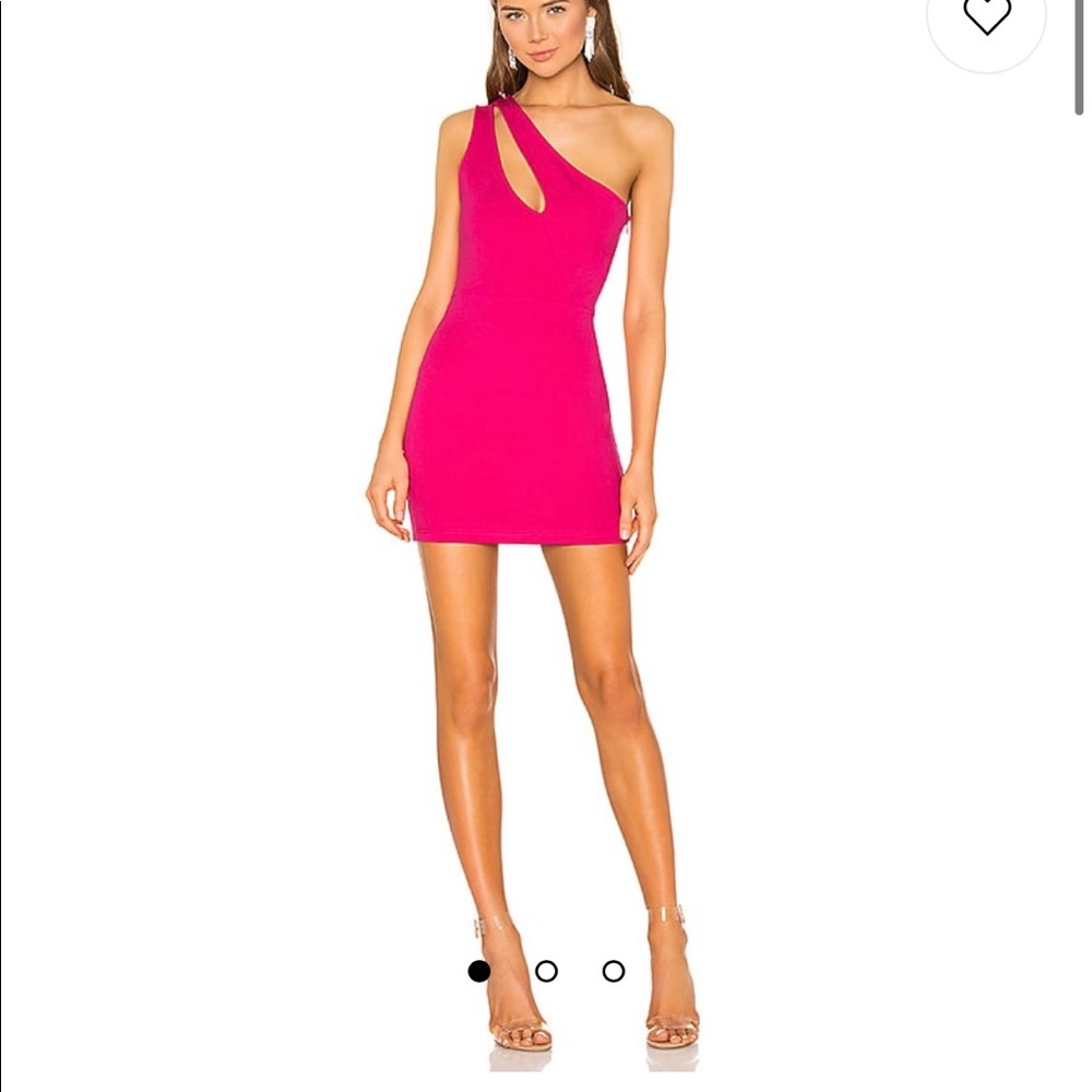 Nava Asymmetrical Mini Dress in Hot Pink One Shoulder